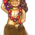 Hula Girl with Grass Skirt, Hand Blown Glass Ornament