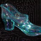 Westmoreland Aqua Iridescent Glass Shoe.