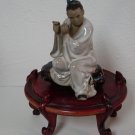 Hand Painted Clay Oriental Man Playing Flute