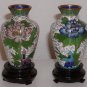 Set of Vintage Metal Small Vases, Blue, Yellow, and Pink Flower Designs