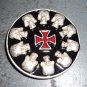 Black Silver and Red Skulls and Cross Belt Buckle