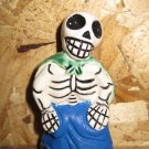 Ceramic Day of the Dead Figure, Woman in Blue Skirt with Green Shawl