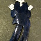 Hand Painted Metal Day of the Dead Figure, Man in Blue Suit and Hat