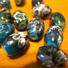Blue Green Beads with White Swirls