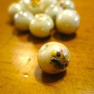 Cream Colored Glass Beads with Colored Glass Flecks
