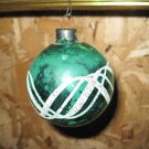 Vintage Glass Christmas Ornament, Green with White Sparkle Design