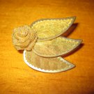 Vintage Gold Colored Mesh Rose and Leaf Pin Brooch