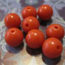 Retro Orange Plastic Round Beads, 40 Pcs