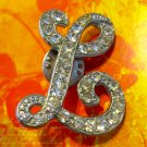 Rhinestone Covered Letter "L" Pin