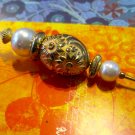 Retro Gold and Pearl Bead Hat Pin