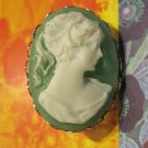 Green and White Cameo Pin Green and White Cameo Pin