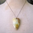 Carved Opal Stone Heart Pendant on Silver Chain Necklace Carved Opal Stone Heart Pendant on Silver Chain Necklace
