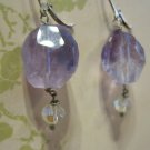 Cut Amethyst Stones with Clear Crystal Beads, Earrings