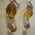 Amber Colored Swarovski Crystals with Hand Blown Glass Beads, Earrings