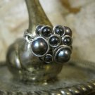 Hand Made Gray Pearls Wrapped in Silver Wire, "Berry" Ring, Size 5.5
