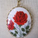 Red Rose Cameo Pendant, Necklace