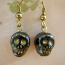 Gray Glass Skull Bead Charm Earrings Gray Glass Skull Bead Charm Earrings