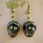 Gray Glass Skull Bead Charm Earrings