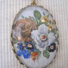 Vintage Flower Print Cameo, Gold Chain Necklace