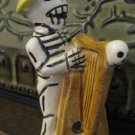 Ceramic Day of the Dead Figure, Man in Yellow Hat Playing Instrument