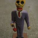 Clay Day of the Dead Figure, Business Man in Purple Suit with Devil Horns