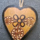 Small Hand Carved Dark and Light Gourd Heart Ornaments