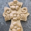 Hand Made Clay Cross with Flower Design 4