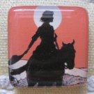 Vintage Cowgirl at Sunset Square Magnet