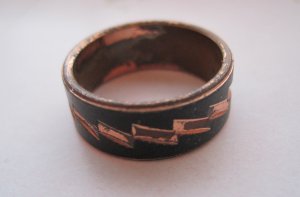 Retro Copper and Black Ring, Size 7