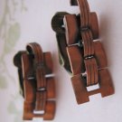 Retro Copper Links, Post Backs with Clips, Earrings Retro Copper Links, Post Backs with Clips, Earrings