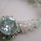 Clear Crystal Beaded Bracelet with Unique Rhinestone Clasp