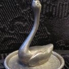 Vintage Silver Plated Swan Ring Holder and Tray