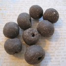 Hand Made Dark Brown Clay Beads, 8 Pieces