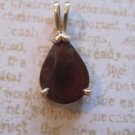 Brown/Orange Glass Drop Pendant, Gold Bezel