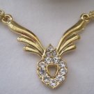 Gold Necklace Watch and Matching Earrings with Rhinestone Embellishments Gold Necklace Watch and Matching Earrings with Rhinestone Embellishments