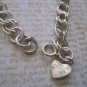 Petite Double Link Silver Bracelet, Small Heart Charm