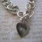 Petite Double Link Silver Bracelet, Small Heart Charm