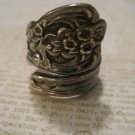 Silverware Handle Ring, Intricately Carved Flower Design, Size 8.5 Silverware Handle Ring, Intricately Carved Flower Design, Size 8.5