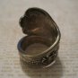 Silverware Handle Ring, Intricately Carved Flower Design, Size 8.5