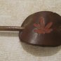 Brown Leather Marijuana Leaf Stamped Round and Hair Stick
