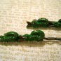 Two Retro Hand Painted Double Alligator Bobby Pins, Hair Clips