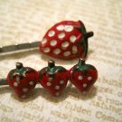 Two Retro Hand Painted Strawberry Bobby Pins, Hair Clips Two Retro Hand Painted Strawberry Bobby Pins, Hair Clips