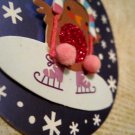 Penguin in Hat Ice Staking, Holiday Gift Tag, White Ribbon