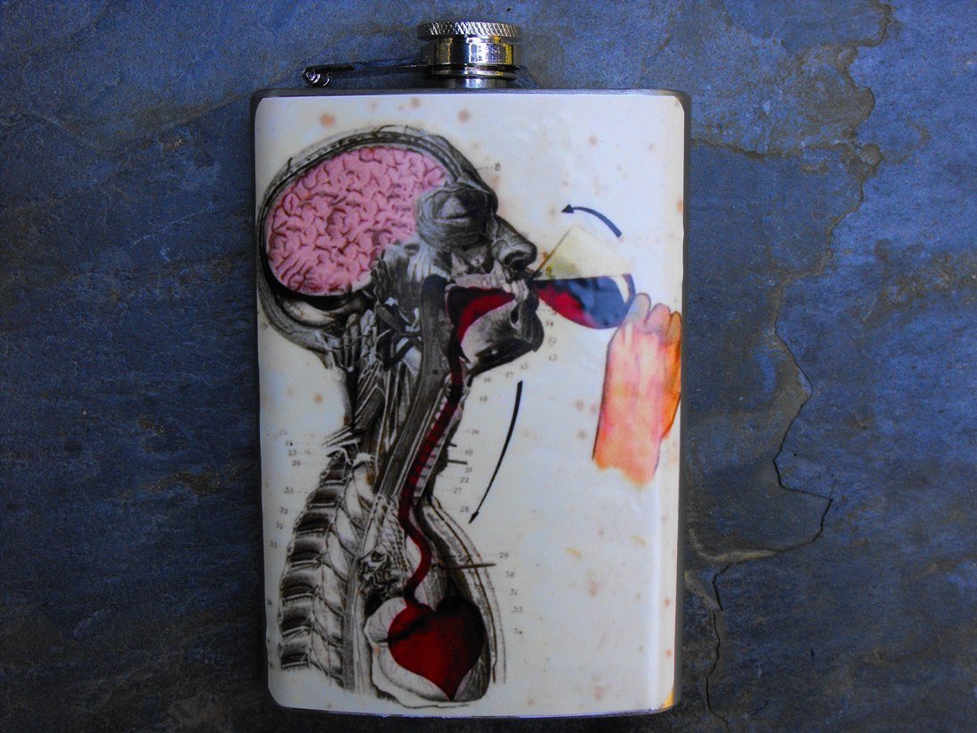 Stainless Steel Flask - 8oz., Inside the Human Drinker Image