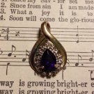 Gold Bezel with Purple and Clear Stones, Pendant