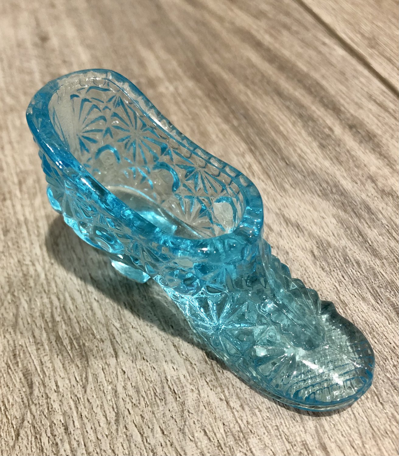 Retro Blue Glass Daisy and Button Slipper #13