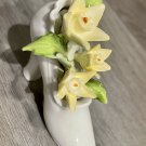 White Georgian Fine Bone China Shoe with Yellow Flowers, #39