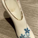 Royal Haeger White Bone China Shoe Decorated with Blue Flowers and Gold Trim #87 Royal Haeger White Bone China Shoe Decorated with Blue Flowers and Gold Trim #87