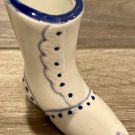Retro White Miniature Boot with Hand Painted Blue Design #108 Retro White Miniature Boot with Hand Painted Blue Design #108