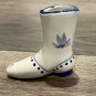 Retro White Miniature Boot with Hand Painted Blue Design #108